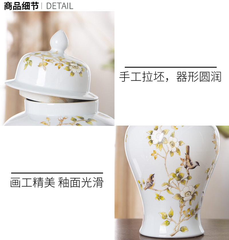 Jingdezhen ceramic general white pot vase furnishing articles large Chinese style living room dry flower flower arranging rich ancient frame ornaments