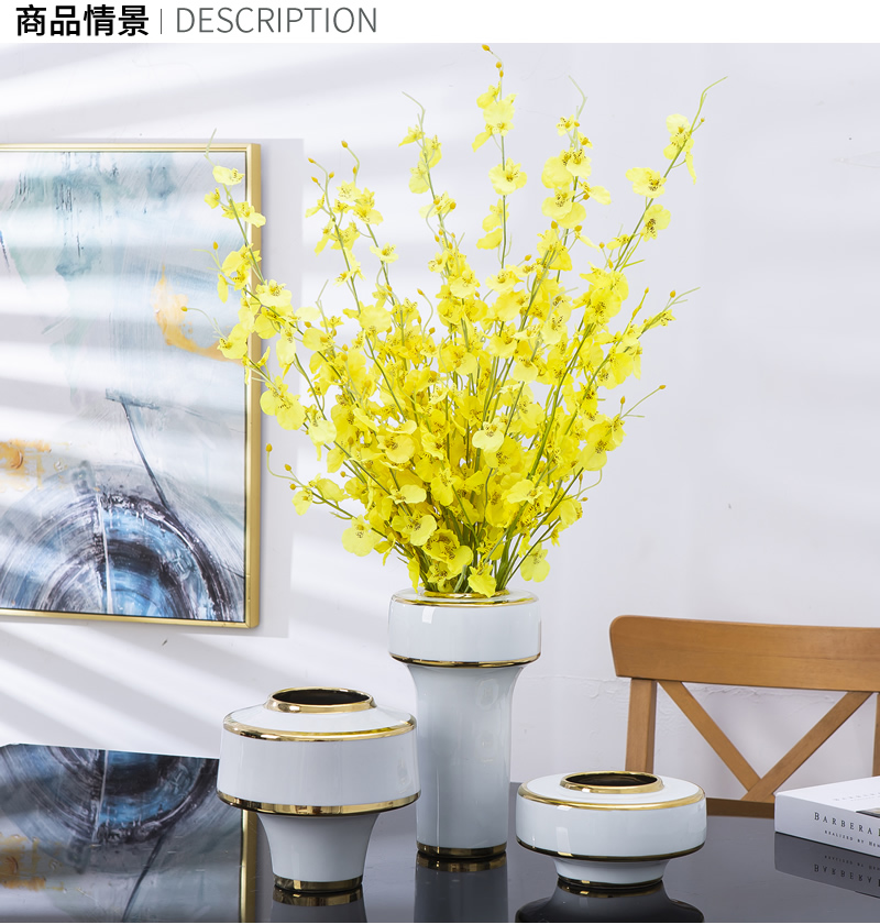 Modern light key-2 luxury ceramic vase furnishing articles European wind dried flower arranging flowers sitting room adornment table, TV ark, home decorations