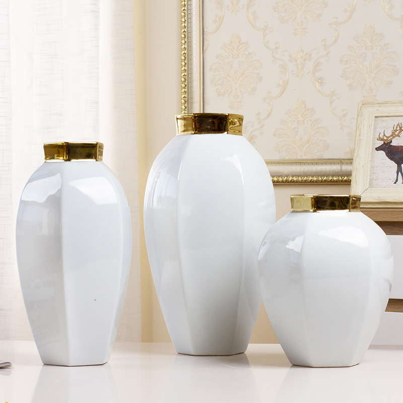 Nordic contracted white ceramic vase furnishing articles TV ark, small pure and fresh and dried flowers, flower arrangement table sitting room adornment