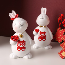 Happy Rabbit Ceramic Ornaments Newlyweds Home Living Room Decoration Gifts Senior Gifts for Best Friends to Send Newlyweds Wedding Gifts