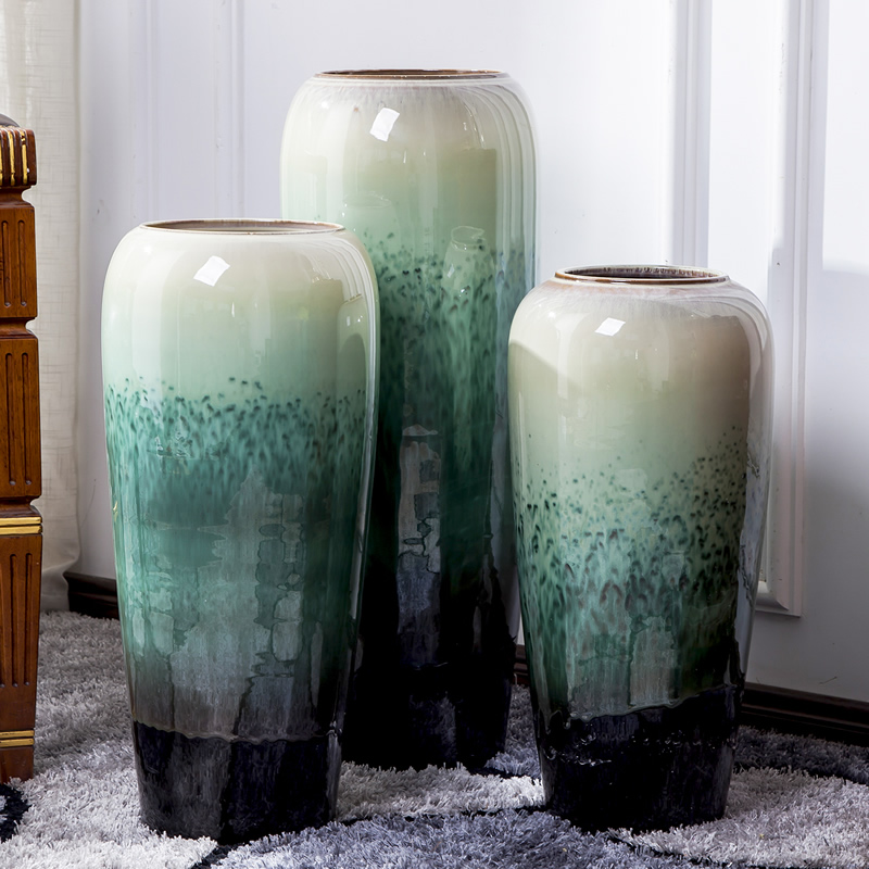 Jingdezhen big vase dried flowers flower arrangement sitting room decorate floor furnishing articles European - style originality large hydroponic flower decoration