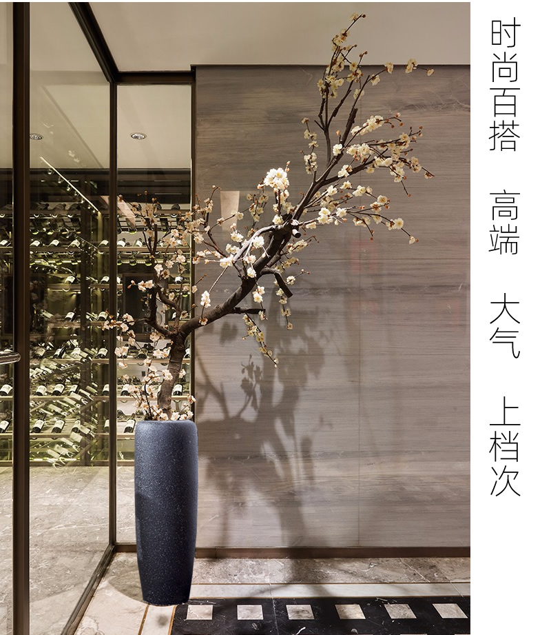 Jingdezhen ceramic big vase landed Nordic I and contracted, dried flowers, flower arrangement sitting room adornment is placed POTS restoring ancient ways