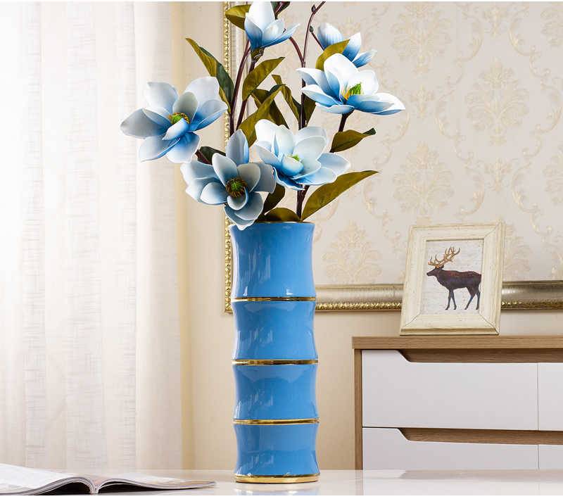 Light of jingdezhen ceramic vase key-2 luxury furnishing articles north European style living room dry flower arranging flowers lucky bamboo flowers home decoration