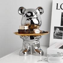 Light luxury tide play violent bear ornaments porch decoration tray key storage living room creative ceramic home accessories