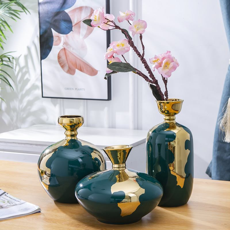 American ceramic vase light furnishing articles of key-2 luxury living room dry flower arranging flowers European household table decorations example room decoration