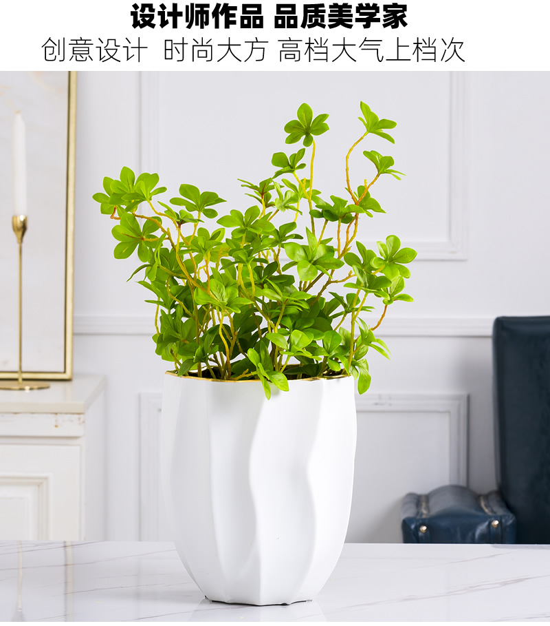 Nordic light key-2 luxury furnishing articles of modern wind vase creative decorations hydroponic white ceramic exposure flower arrangement contracted sitting room