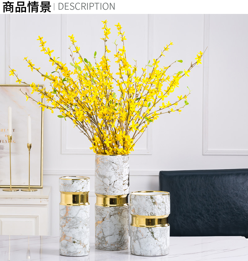 New Chinese style light key-2 luxury furnishing articles American ceramic vase Europe type vertical tube wide caliber dry flower arranging flowers sitting room adornment water raise