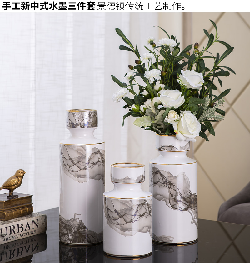 Jingdezhen ceramic vase light key-2 luxury furnishing articles of new Chinese style flower arranging dried flowers sitting room adornment table porcelain decoration