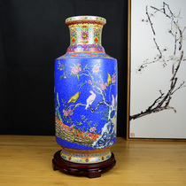 Jingdezhen ceramic antique pastel flower and bird antique vase Chinese style living room Bo ancient shelf crafts ornaments