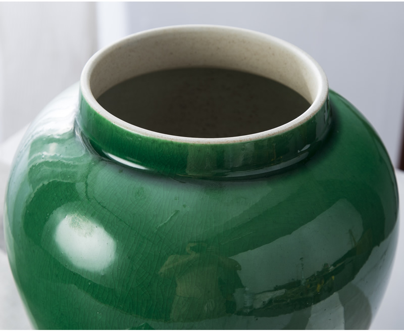 General jingdezhen ceramics green vase storage pot furnishing articles Chinese flower arranging household soft adornment sitting room