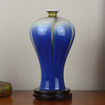 Jingdezhen ceramic European-style blue vase living room dried flower flower arrangement Home TV cabinet soft decoration crafts ornaments