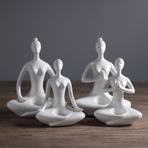 Jingdezhen ceramic creative yoga hall character decoration decoration modern home living room decoration opening gift