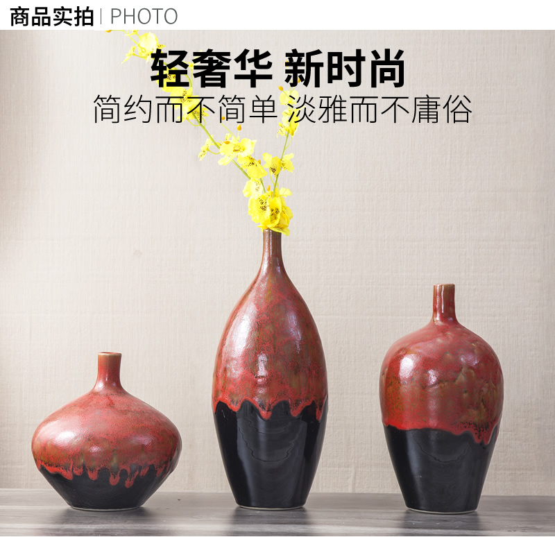 Jingdezhen new Chinese style living room TV cabinet modern furnishing articles red up vase flower arrangement home decoration decoration