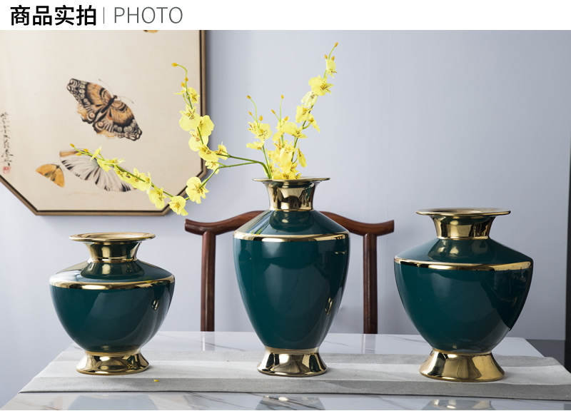 European ceramic vase furnishing articles sitting room dry flower arranging flowers light modern American key-2 luxury home TV ark, hotel decoration
