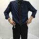 MD2021 spring and summer new navy blue casual square collar solid color business shirt BF retro style slim bottoming shirt