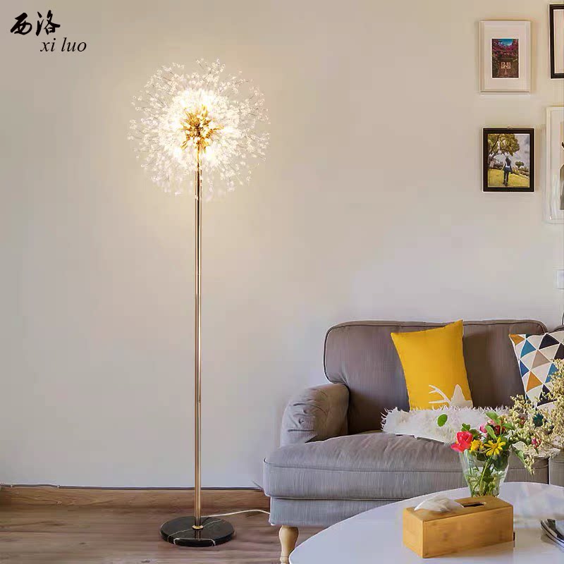 Dandelion Crystal Floor Lamp Nordic Wind Living Room Folk Juku Vertical Lamp Bedroom Bedside Net Red Shop Marble Lamp-Taobao