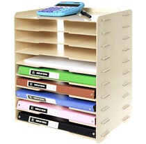 Korean wooden DIY simple creative desktop A4 storage file rack cabinet finishing office more than 10 floors large