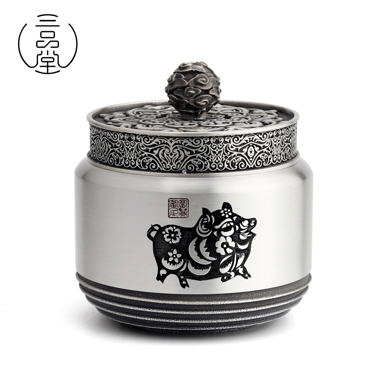 Sanpentang tin tea cans pure tin metal sealed cans tin tea cans twelve zodiac signs