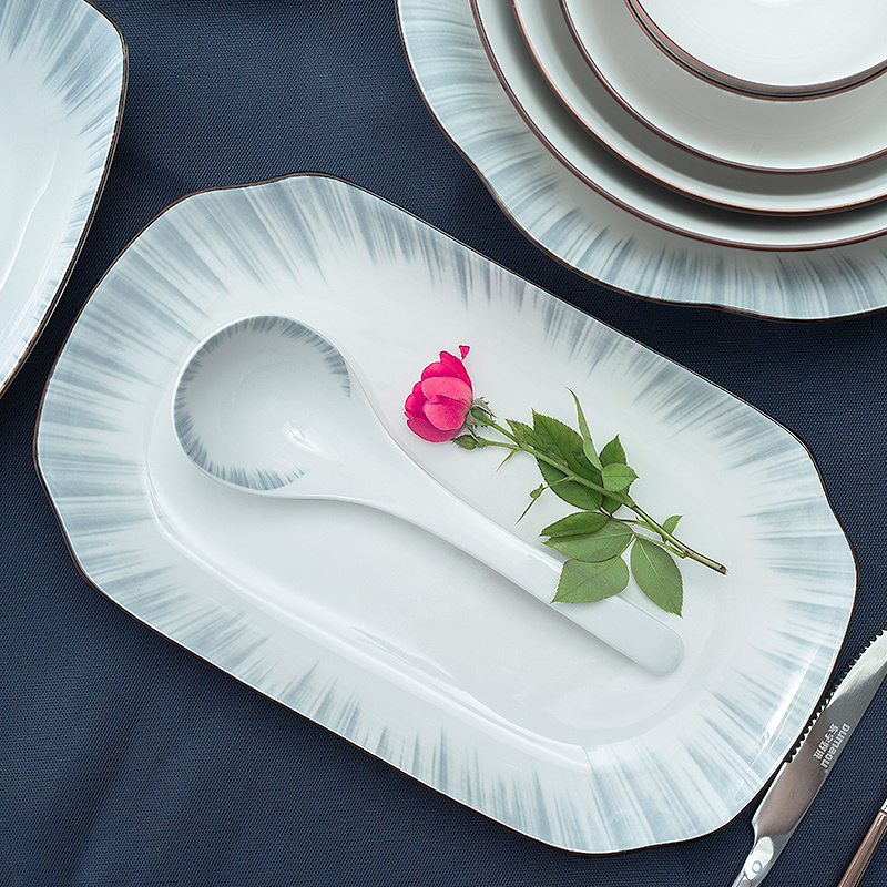 Ceramic dishes suit household high level tableware suit dishes Nordic appearance contracted wind bowl chopsticks tableware housewarming gift
