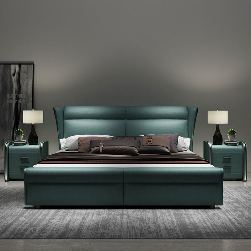 Technology fabric bed master bedroom bed double bed 2m x 2m big bed fabric bed modern minimalist upholstered bed net red bed