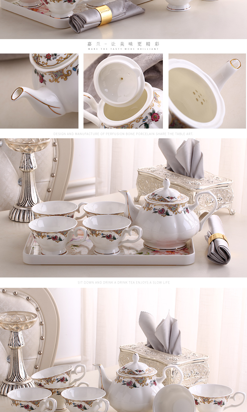 Ceramic tea set suit household six cups with pallet ultimately responds cup suit sitting room tea teapot tea cup