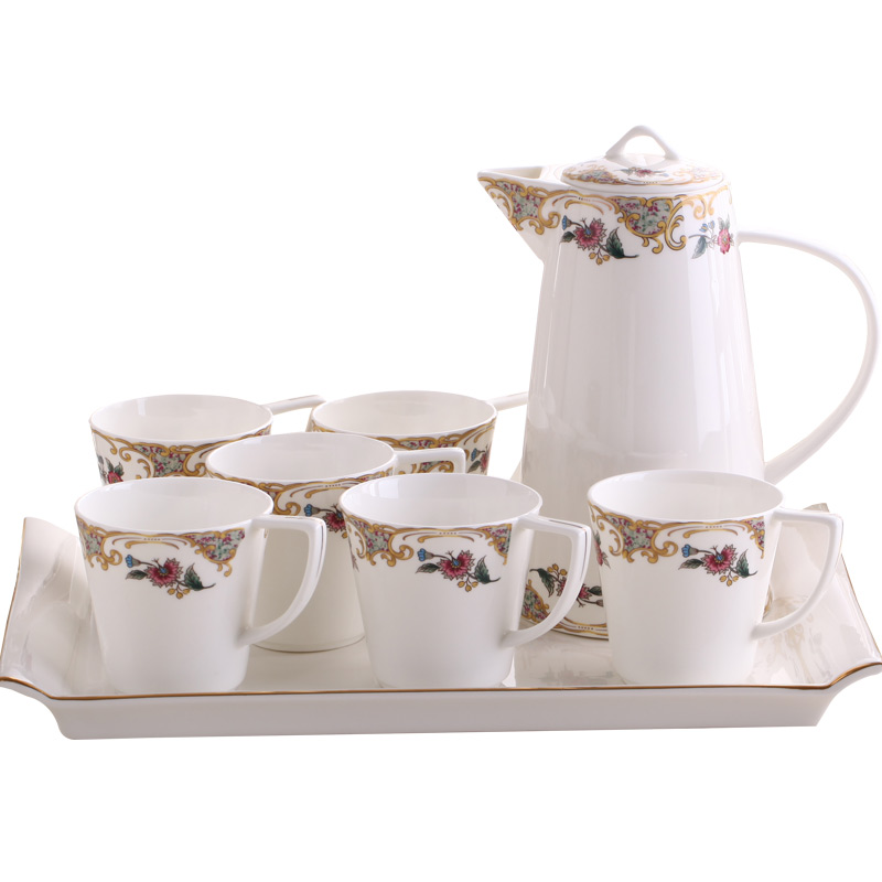 Ceramic tea set suit household six cups with pallet ultimately responds cup suit sitting room tea teapot tea cup