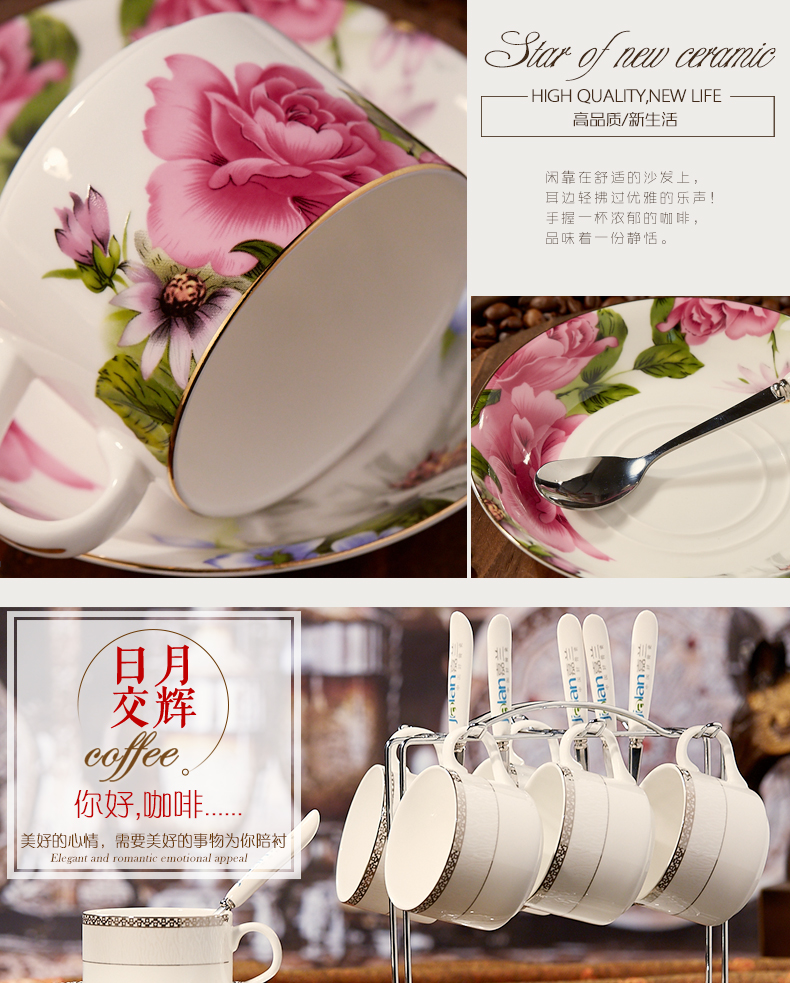 Coffee cup set home afternoon tea Coffee cup six ceramic cups and saucers suit with a spoon, Australian Coffee cup