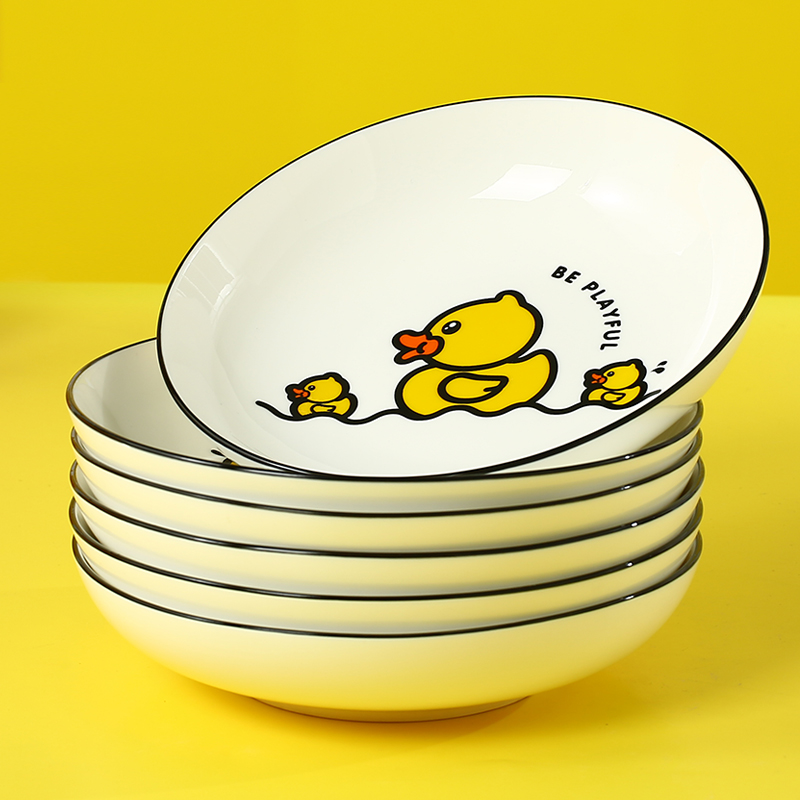 For home dishes suit ceramic bowl dish European contracted the cartoon creative trend move yellow duck dishes