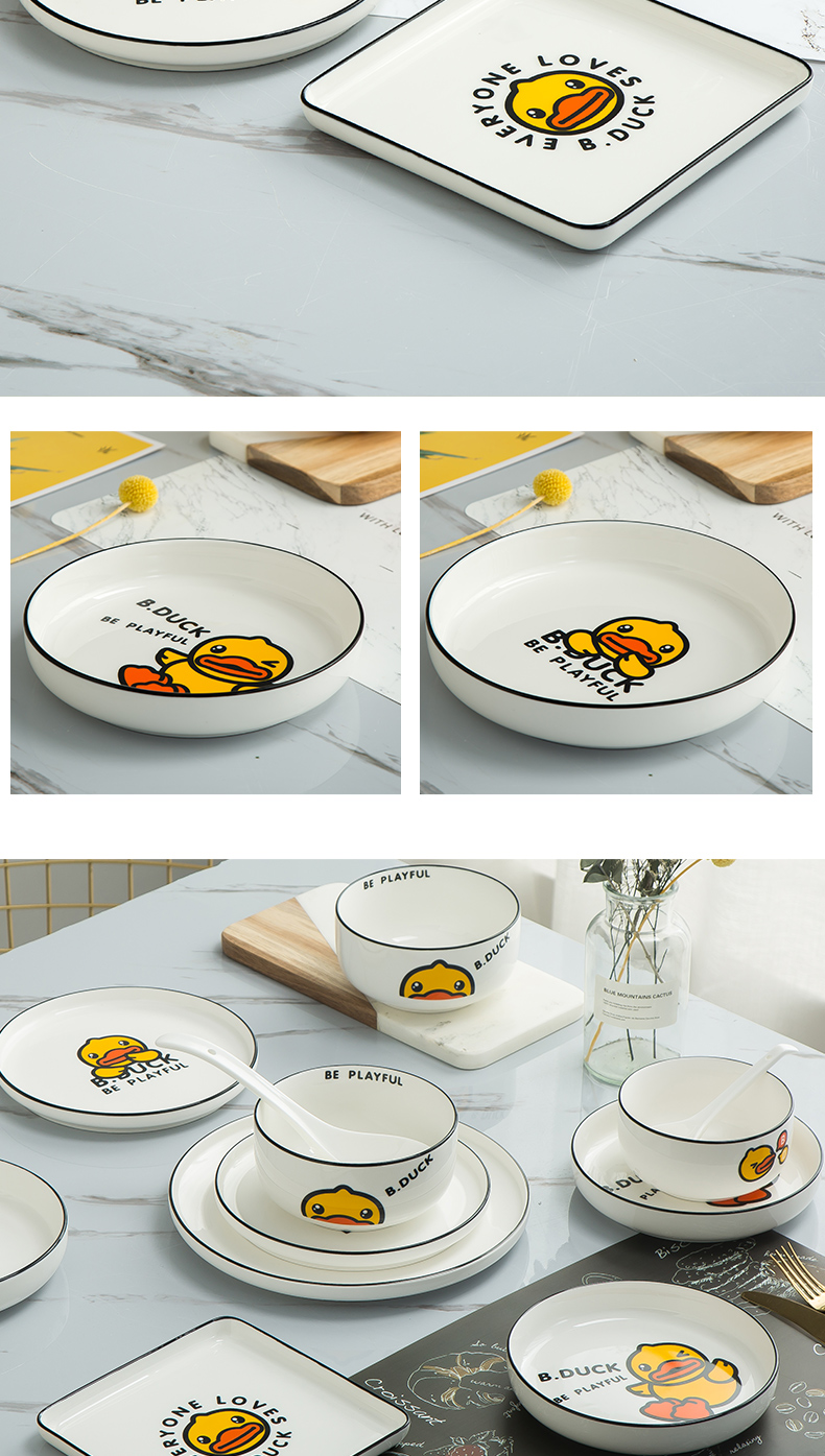 Yellow duck American cartoon dish dish dish more household ceramics tableware creative fashion a western - style food bowl dish dish suits for