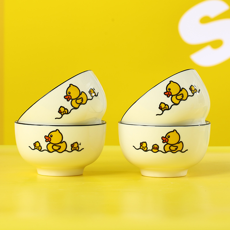 Yellow duck ceramic household eat bowl of nice cartoon bowl dish dishes tableware suit fashion and lovely students