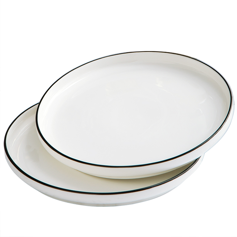 More American tableware ceramic dish dish dish household suit western - style food dish soup plates, black side dishes creative move