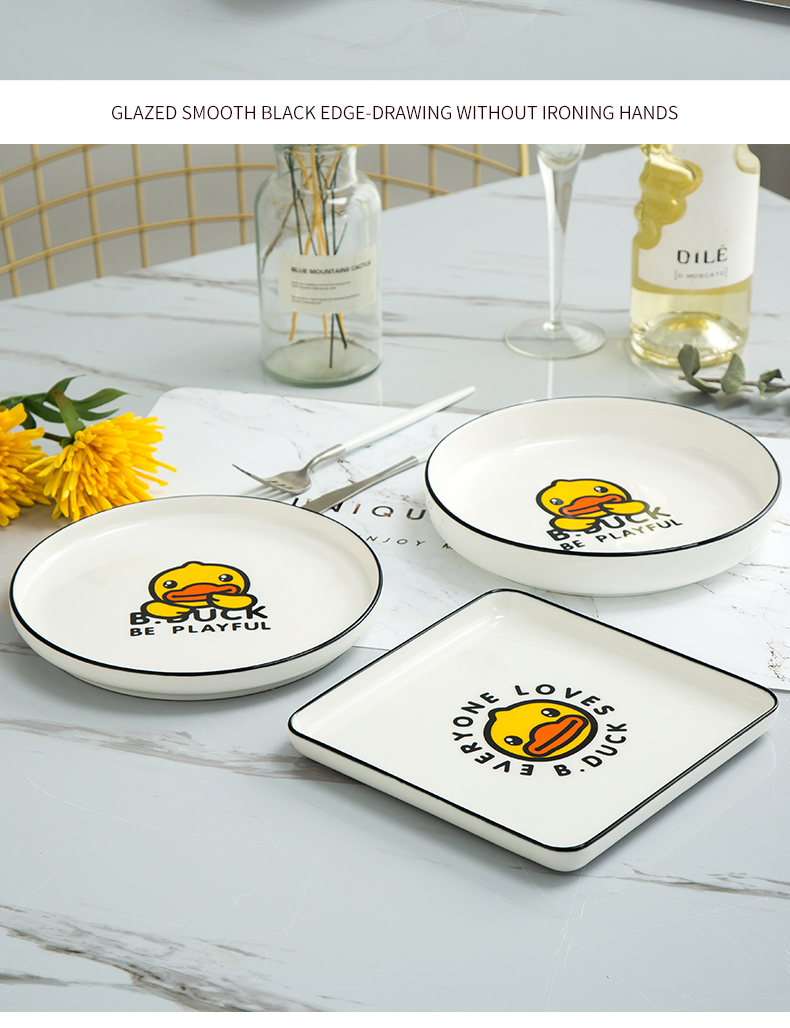 Use of 10 domestic ceramic rice Bowl thicken cartoon yellow duck.net red Bowl of creative fashion move nice Bowl