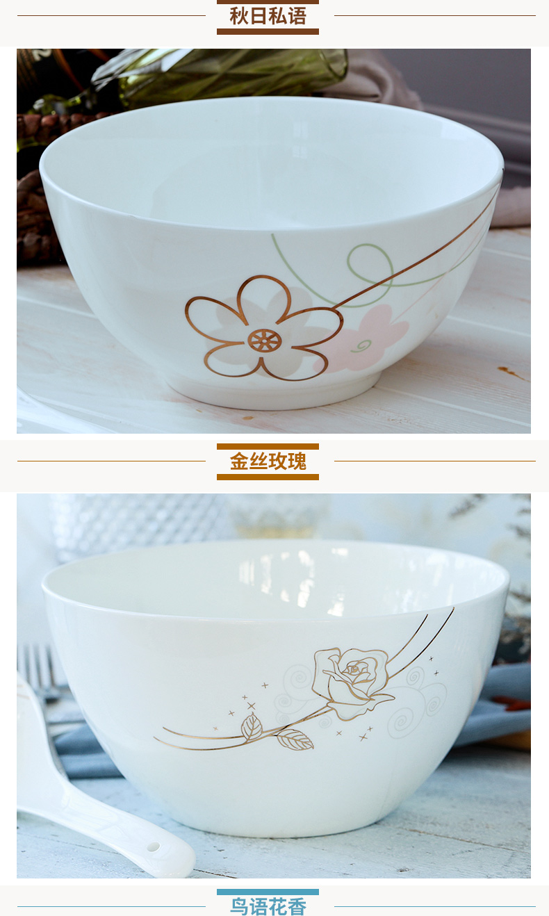 Tangshan 8 inch big bowl 1 only ceramic ipads China large bowl of tableware Chinese creative soup basin rainbow such as use of household microwave oven