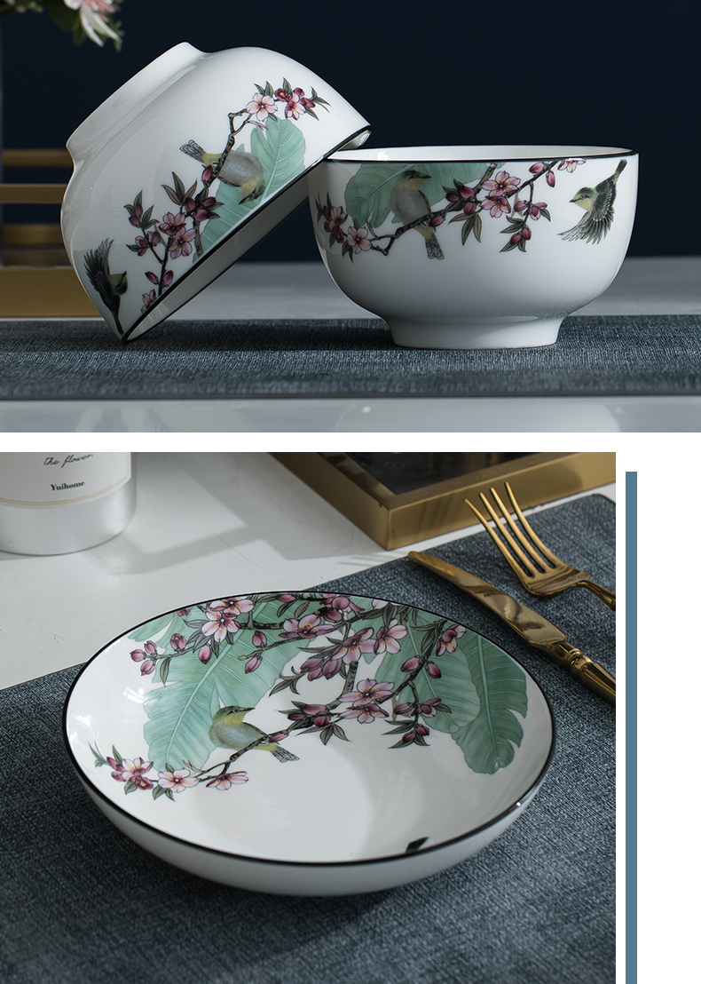 Ceramics thickening eat bread and butter of household of Chinese style effectively prevent hot soup bowl rainbow such as bowl dish dish dish fish dish taste a single plate