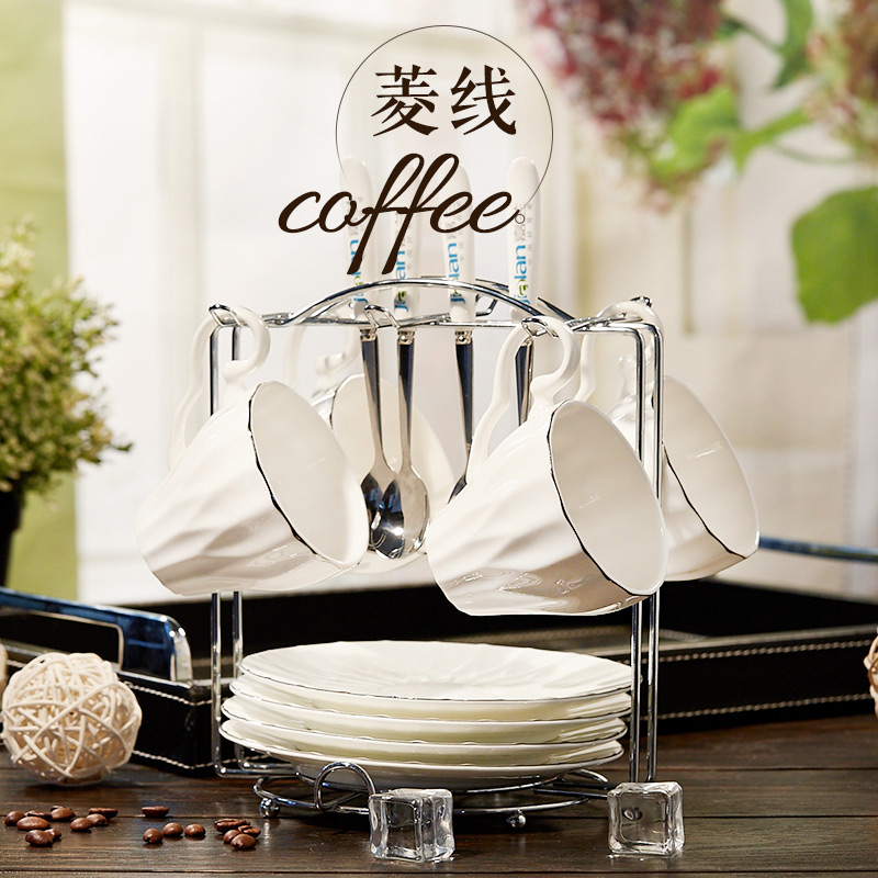 Creative ipads China coffee cups and saucers suit six European - style platinum edge afternoon tea coffee cup set kit