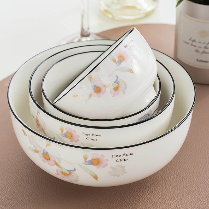 Of rice bowls with thick ceramic good - & household eat bowl large rainbow such as bowl dish combination tableware suit 10