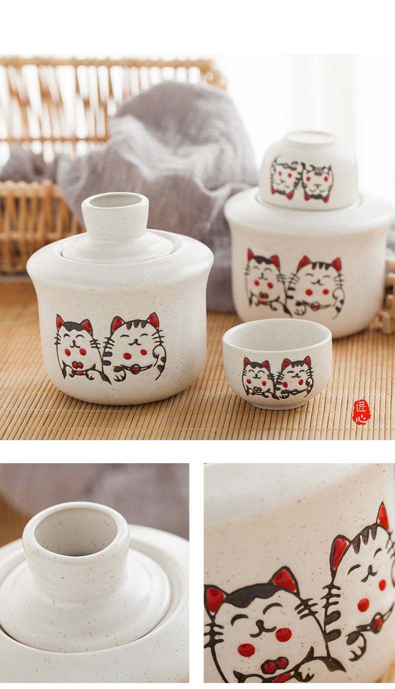 Japanese plutus cat ceramic wine wine set temperature hot hip heat hip household rice wine liquor second half