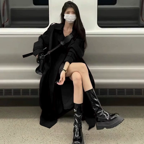 Демисезонный длинный хаки плащ, подходит для подростков, изысканный стиль