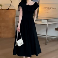 Черный длинный стиль [Hepburn Wind Little Black Юбка/юбка для феи/маленький мужчина шоу высокий/день рождения маленький подарок/горячая девичья юбка для талии -тонкая/грушевая фигура/колокол -чай, брейк/маленький благовоний, корейская корейская ходьба/стиль, десятки тысяч тысяч. видов.