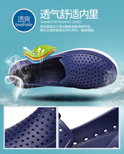 Luo Ken mùa hè mới lỗ giày nam và nữ đôi dép giản dị Giày đi biển Baotou giày da nam cao cấp