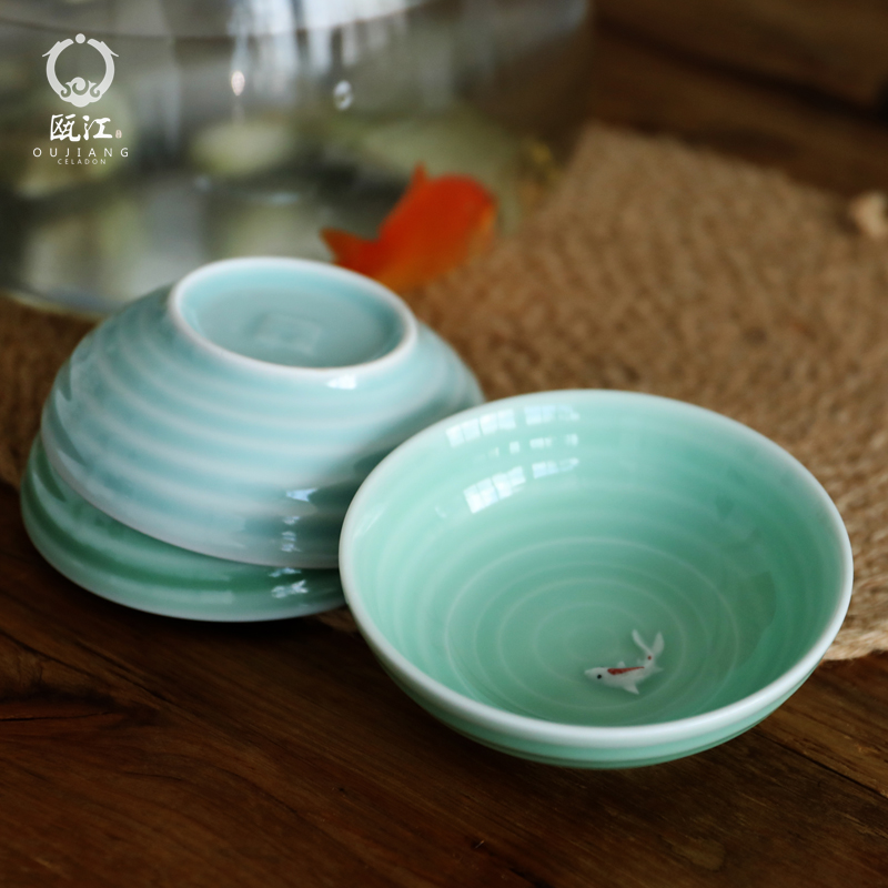 Oujiang longquan celadon bowl tableware ceramic bowl household move rice bowls a single adult Chinese style 5 inch rainbow such use