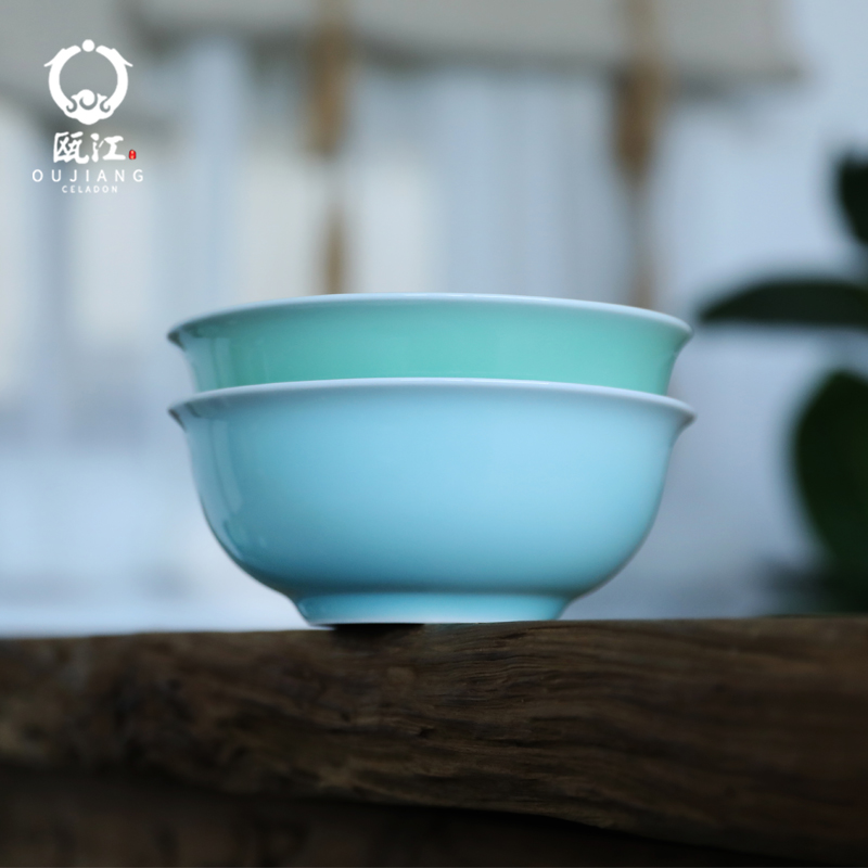 Oujiang longquan celadon bowls ceramic sauce bowl of soup bowl with rice bowl Chinese style 5 inch bowl rainbow such use