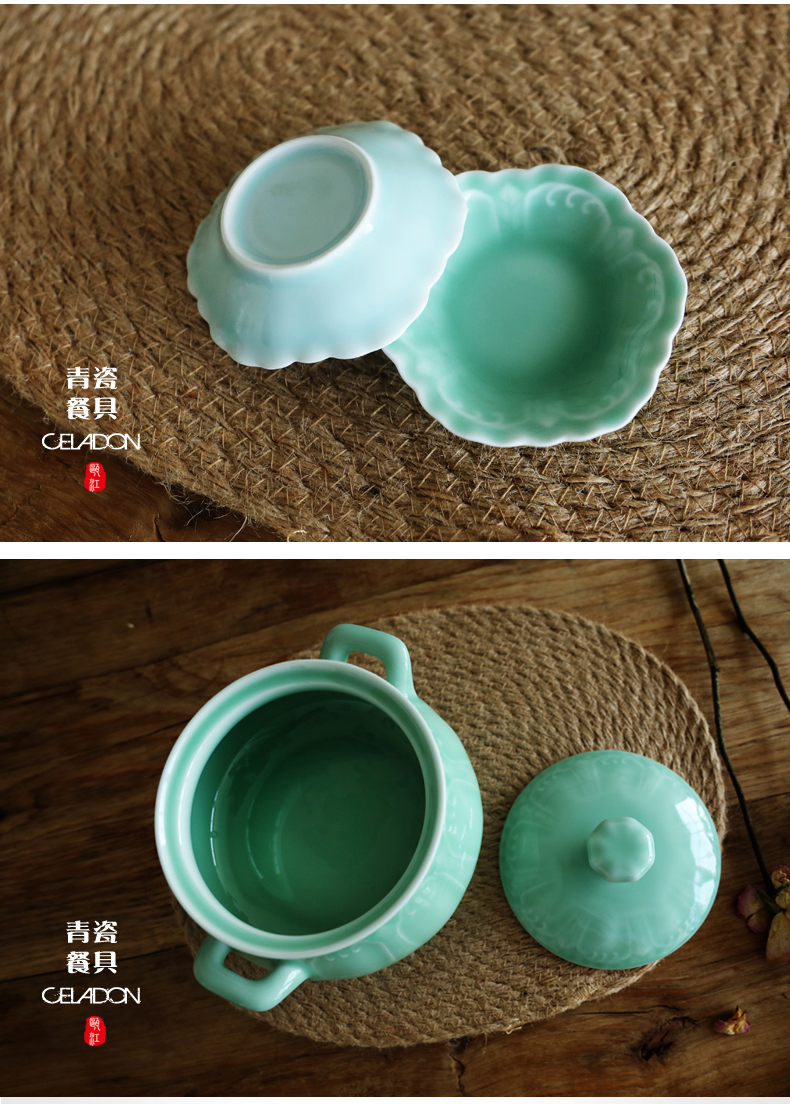 Oujiang longquan celadon bowl of soup bowl tableware ceramics gold orchid pot vinegar dish series of household of Chinese style originality