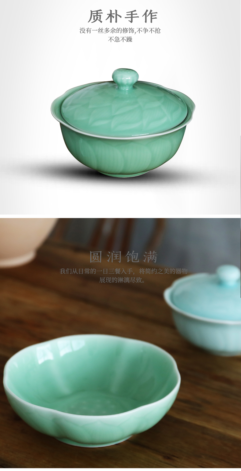 Variation of longquan celadon tableware products pot soup bowl lotus 8 inch bowl of microwave oven available lead - free environmental protection tableware by hand