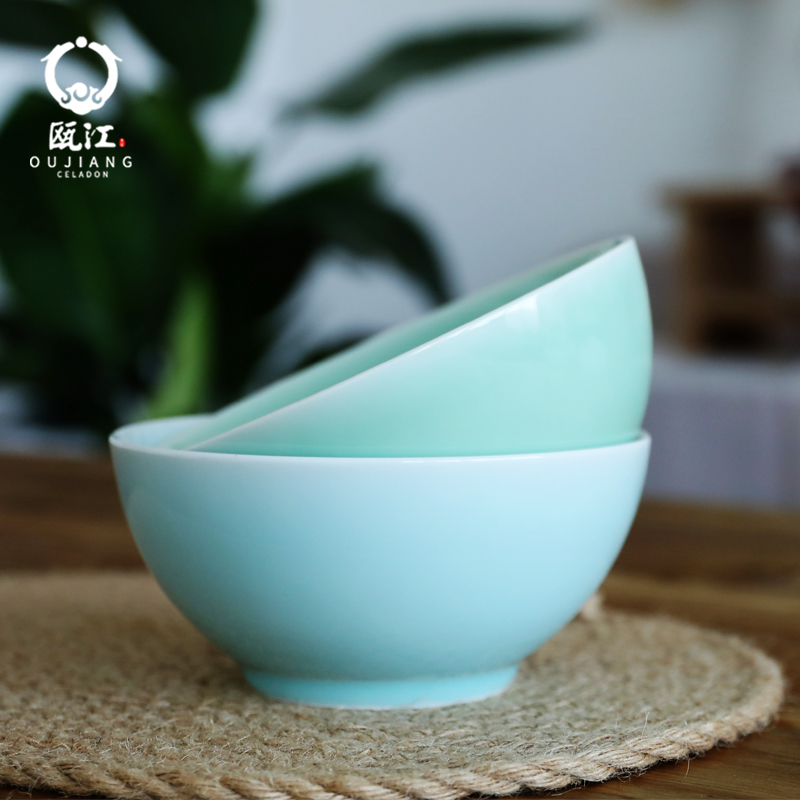 Oujiang longquan celadon pull rainbow such as use of household ceramic bowl Chinese large bowl mercifully rainbow such use salad bowl bowl