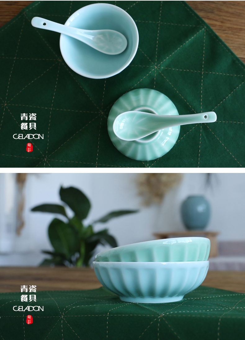 Oujiang longquan celadon glaze ceramic rainbow such as bowl bowl large soup bowl household rice bowl Chinese style rainbow such use