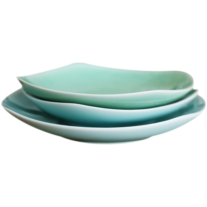 Oujiang longquan celadon home plate tableware creative Chinese food dish rose ceramic plates fruit bowl fish dish