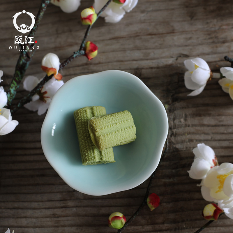 Oujiang longquan celadon flavor dish of dab of creative side dish lotus dip vinegar dish of household ceramics butterfly soy sauce dish