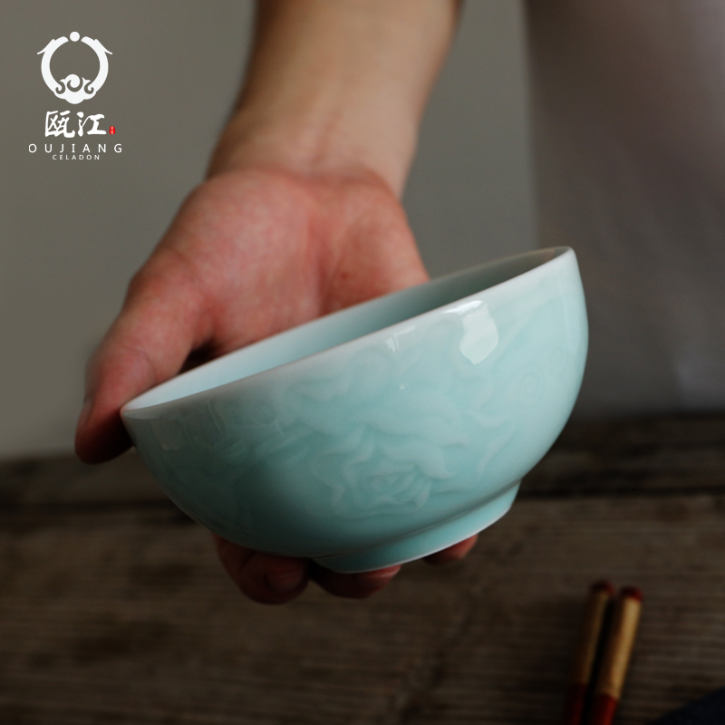 Oujiang longquan celadon bowls of ceramic tableware Chinese rainbow such as bowl of porridge soup bowl with rice bowls bowl of microwave oven is available