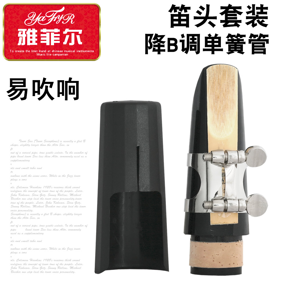 Clarinet flute head Black pipe Musical instrument accessories Nickel-plated clip Double adjustment screw Tooth pad wipe cloth